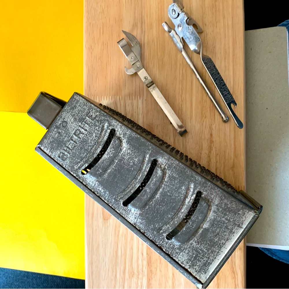 Vintage Kitchen Utensils ~Box Grater ~Miracle Can-Opener ~Can/Cork/Bottle Opener